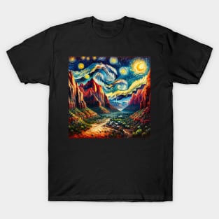 Zion National Park Starry Night - Beautiful Iconic Places T-Shirt